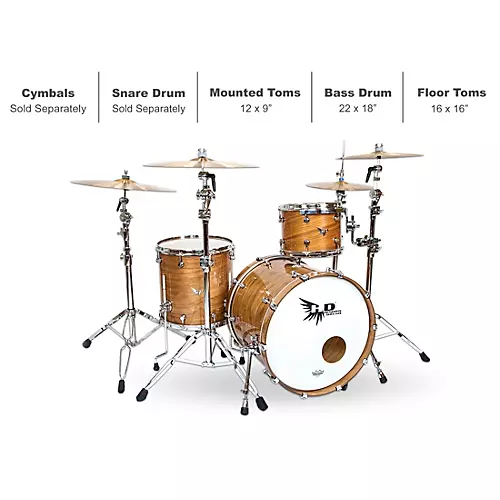 Hendrix Drums Perfect Ply Series Walnut 3-Piece Shell Pack Satin - musicians--Friend