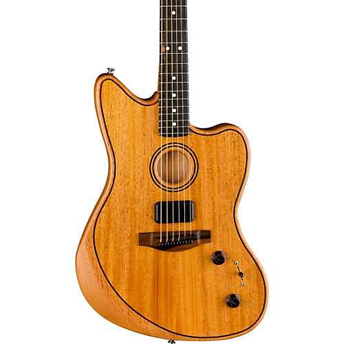 Fender American Acoustasonic Jazzmaster All-Mahogany Acoustic-Electric Guitar Bourbon Burst - musicians--Friend