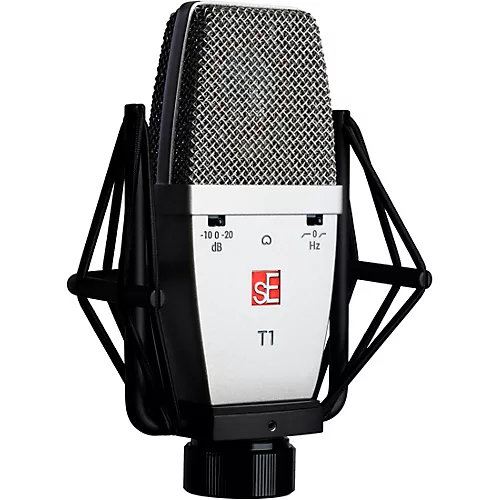 sE Electronics sE T1 Large Diaphragm Condenser Cardioid Microphone w/Mount and Case Titanium - musicians--Friend