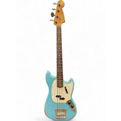 Used Fender Justin Meldal-Johnsen Road Worn Mustang Bass Daphne Blue Electric Bass Guitar Daphne Blue - musicians--Friend