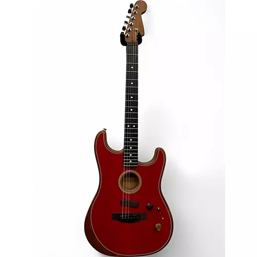Used Fender American Acoustasonic Stratocaster red Acoustic Electric Guitar red - musicians--Friend