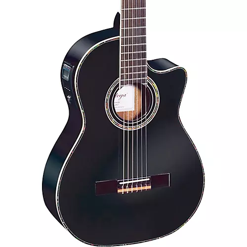 Ortega Family Series Pro RCE141BK Acoustic-Electric Nylon Guitar Gloss Black - musicians--Friend