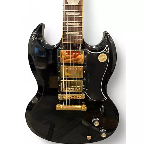 Used Gibson SG3 Black Solid Body Electric Guitar Black - musicians--Friend