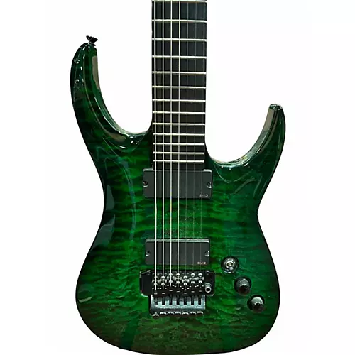 Used Agile Septor 727 Quilted Tribal Green Solid Body Electric Guitar Quilted Tribal Green - musicians--Friend