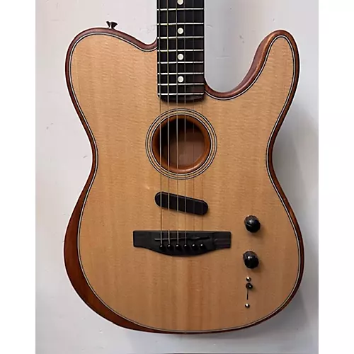 Used Fender American Acoustasonic Telecaster Natural Acoustic Electric Guitar Natural - musicians--Friend