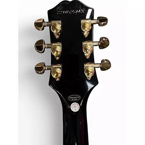 Used Epiphone Les Paul Custom Black Solid Body Electric Guitar Black - musicians--Friend