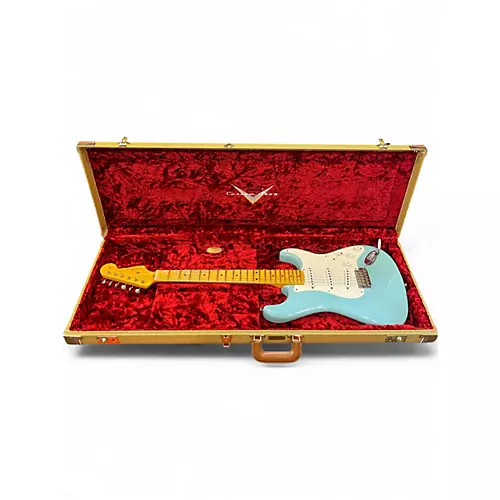 Used Fender Custom Shop 1955 Journeyman Stratocaster Aged Daphne Blue Solid Body Electric Guitar Aged Daphne Blue - musicians--Friend