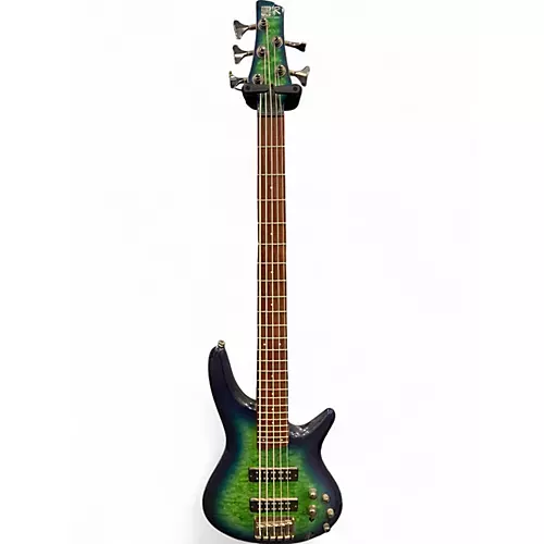 Used Ibanez SR405 5 String GREEN BURST Electric Bass Guitar GREEN BURST - musicians--Friend