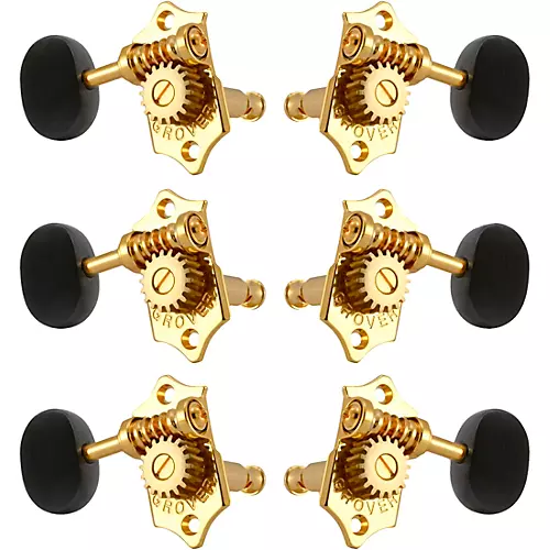 Grover Sta-Tite With 18:1 Gear Ratio 97-18 Series Ebony Button Tuning Machines Gold - musicians--Friend