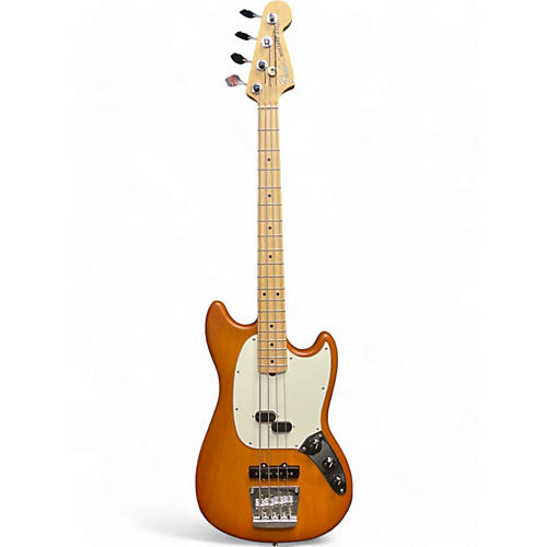 Used 2022 Fender American Performer Mustang Bass Honey Burst Satin Electric Bass Guitar Honey Burst Satin - musicians--Friend