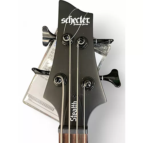 Used Schecter Guitar Research STILETTO-4 STEALTH Satin Black Electric Bass Guitar Satin Black - musicians--Friend