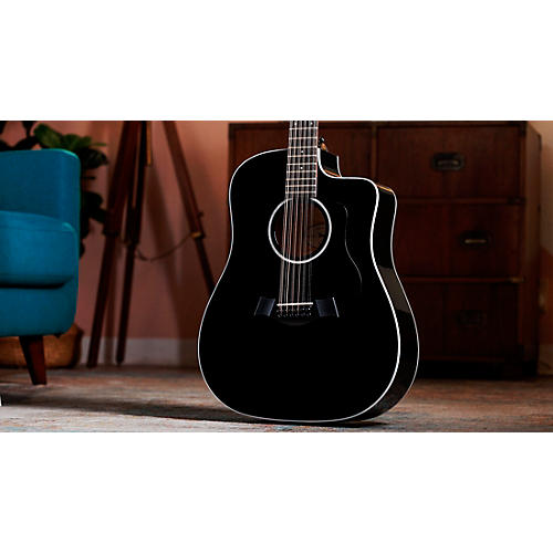 Taylor 250ce Plus Dreadnought 12-String Acoustic-Electric Guitar Black - musicians--Friend