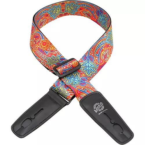 Lock-It Straps Bob Masse Rock Art Leather End Guitar Strap Red Thistles - musicians--Friend