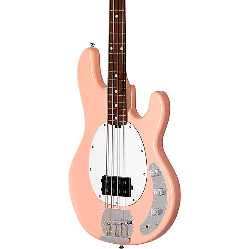 Sterling by Music Man StingRay Ray4 Electric Bass Guitar Pueblo Pink White Pickguard - musicians--Friend