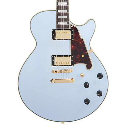 D'Angelico D'Angelico EX-SS Non-F Hole Deluxe Edition Hollowbody Electric Guitar Matte Powder Blue Tortoise Pickguard - musicians--Friend