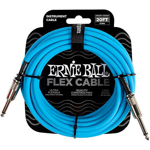 Ernie Ball Flex Straight to Straight Instrument Cable 20 ft. Blue - musicians--Friend