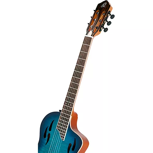 Ortega RTPDLX Flamed Maple Nylon-String Acoustic-Electric Guitar Blue Burst - musicians--Friend