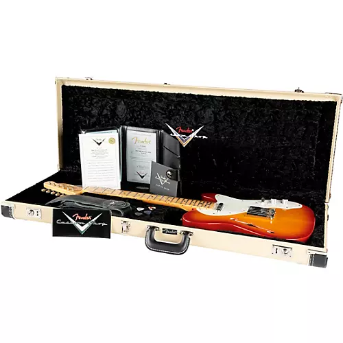 Fender Custom Shop Limited Edition 50s Telecaster Thinline Journeyman Relic Electric Guitar Aged Cherry Sunburst - musicians--Friend