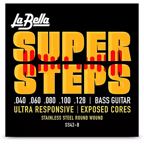 LaBella Super Steps Stainless Steel Exposed Cores 5-String Bass Strings Custom Light (40 - 128) - musicians--Friend