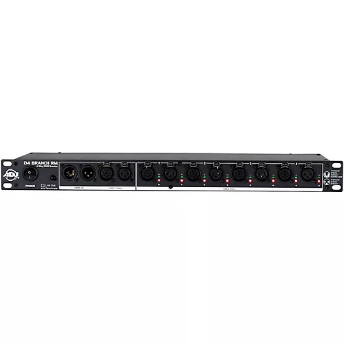 American DJ D4 Branch RM Single Rack Space, 4-way Distributor/Booster with 3-pin and 5-pin XLR Input and Output Jacks - musicians--Friend