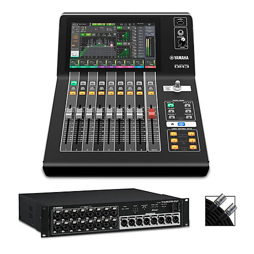 Yamaha DM3-D Ultracompact Digital Mixer With Tio1608-D2 Dante Stage Box and ProCon Shielded Cable - musicians--Friend