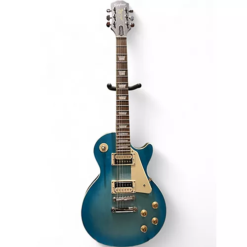 Used 2023 Epiphone Les Paul Traditional Pro IV Blue Solid Body Electric Guitar Blue - musicians--Friend