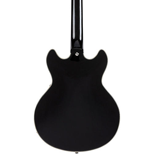 D'Angelico Premier Mini DC Semi-Hollow Electric Guitar With Stopbar Tailpiece Black Flake - musicians--Friend