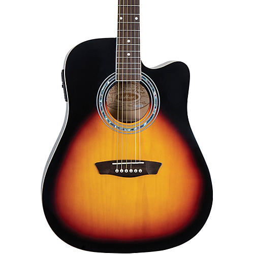 Washburn WA90CE Dreadnought Acoustic-Electric Guitar Vintage Tobacco Sunburst - musicians--Friend