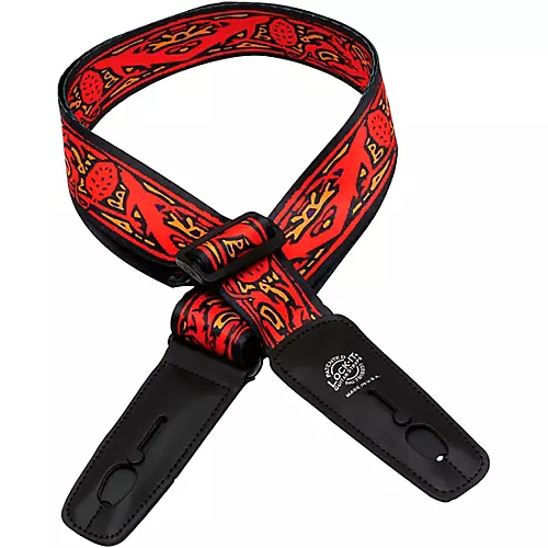 Lock-It Straps Bob Masse Rock Art Leather End Guitar Strap Red Thistles - musicians--Friend