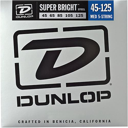 Dunlop Super Bright Steel Medium 5-String Bass Guitar Strings - musicians--Friend