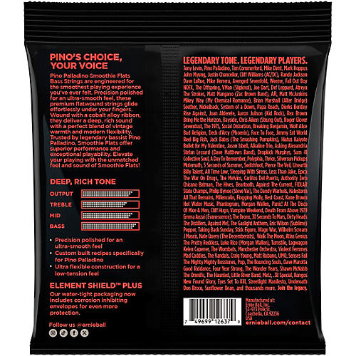 Ernie Ball Pino Palladino Signature Smoothie Flats Bass Strings Extra Light (38 -98) - musicians--Friend