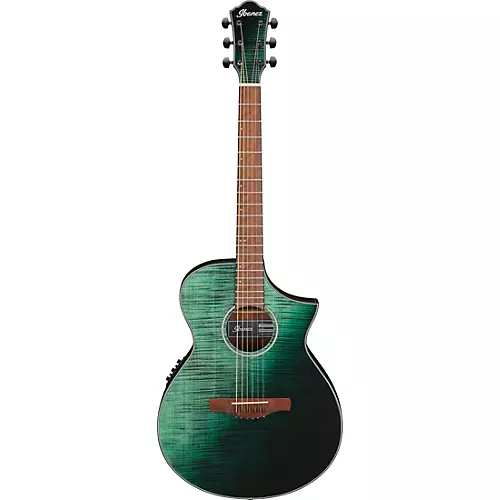 Ibanez AEWC32FM Thinline Acoustic-Electric Guitar Dark Green Sunset Fade - musicians--Friend