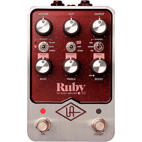 Universal Audio UAFX Ruby '63 Top Boost Amplifier Effects Pedal Dark Maroon - musicians--Friend