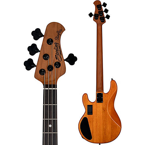 Sterling by Music Man StingRay RAY34 HH Poplar Burl Top Bass Amber - musicians--Friend
