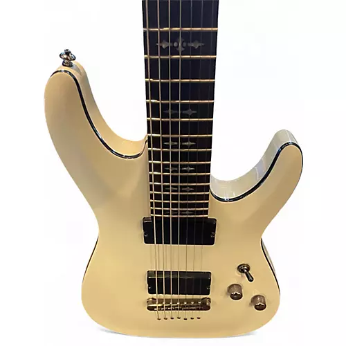 Used Schecter Guitar Research Demon 7 String White Solid Body Electric Guitar White - musicians--Friend