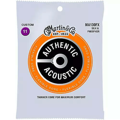 Martin MA130FX Authentic Acoustic - Flexible Core Silk and Phosphor Custom Guitar Strings - musicians--Friend