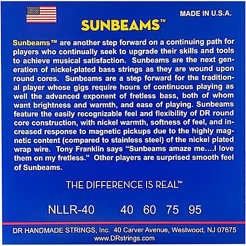 DR Strings SUNBEAM  Nickel Plated Bass Strings Lite (40-95) - musicians--Friend