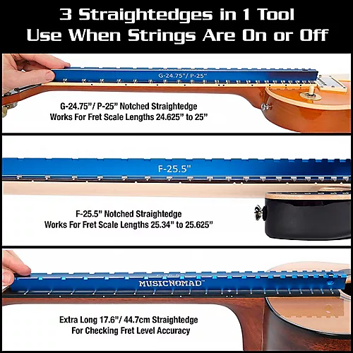 Music Nomad Tri-Beam 3 'n 1 Dual Notched & Precision Straight Edge - musicians--Friend
