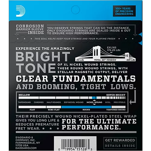 D'Addario EXL165 XL Nickel Round Wound Soft/Regular Bass Strings - musicians--Friend