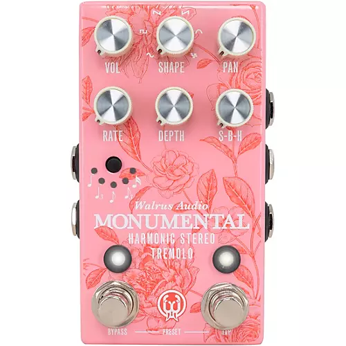 Walrus Audio Monumental Stereo Harmonic Tap Tremolo Effects Pedal Floral Series 2024 Pink - musicians--Friend
