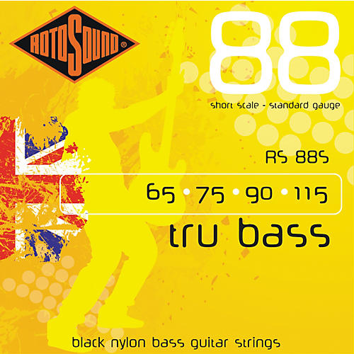 Rotosound RS88S Trubass Black Nylon Flatwound Standard Gauge Short Scale Bass Strings - musicians--Friend