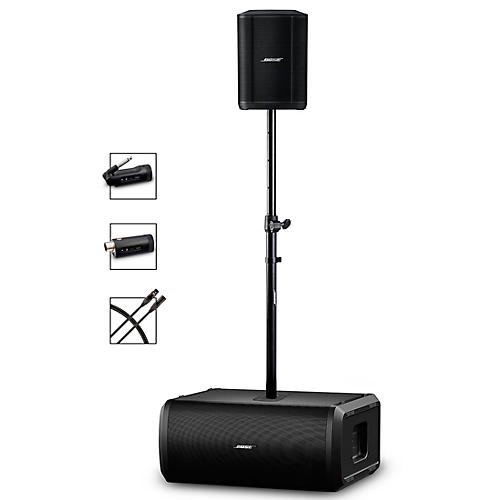 Bose S1 Pro+ Wireless PA Package With Sub2 Powered Bass Module, Instrument Transmitter, Mic/Line Transmitter, Subwoofer Pole and XLR Cable - musicians--Friend