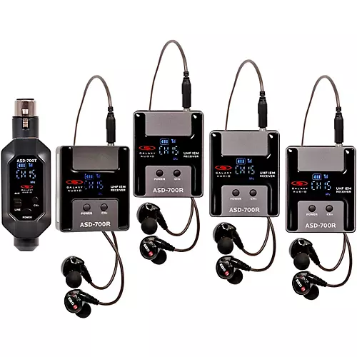 Galaxy Audio ASD-700-4 Digital 15 Channel UHF Plug & Play Wireless In-Ear Monitor Band Pack System with EB5 Earbuds Frequency CODE B5 550-569 MHz - musicians--Friend