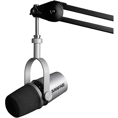 Shure MV7 USB and XLR Dynamic Microphone Silver - musicians--Friend