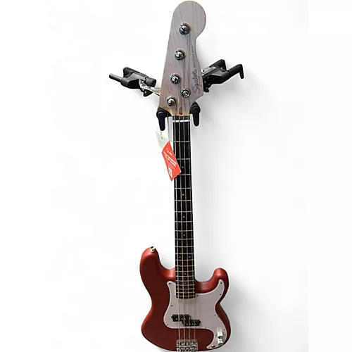 Used Squier Precision Bass Satin Red Electric Bass Guitar Satin Red - musicians--Friend