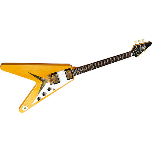Gibson Custom 1958 Korina Flying V White Pickguard Electric Guitar Natural - musicians--Friend