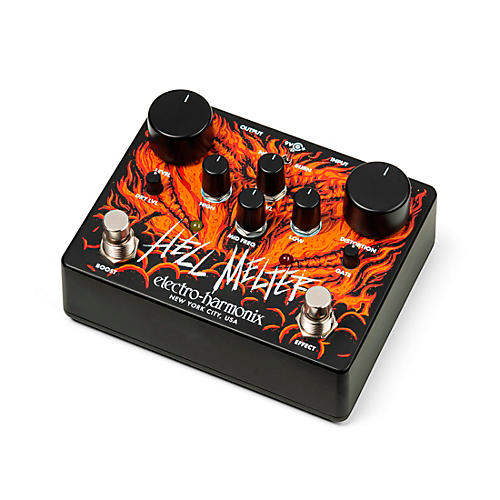 Electro-Harmonix Hell Melter Distortion Effects Pedal Black and Orange - musicians--Friend