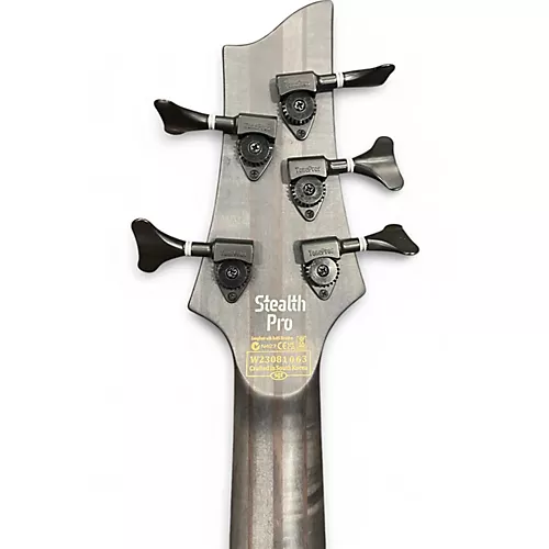 Used Schecter Guitar Research STILETTO-5 STEALTH PRO Satin Black Electric Bass Guitar Satin Black - musicians--Friend