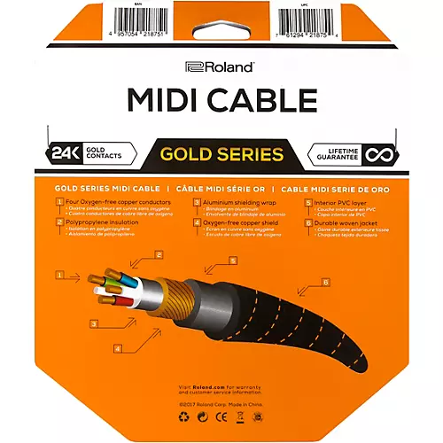 Roland Gold Series MIDI Cable 3 ft. - musicians--Friend