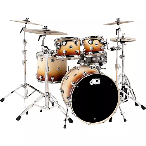 DW Collector's Series 4-Piece Satin Specialty Burnt Toast Fade Shell Pack With Chrome Hardware - musicians--Friend